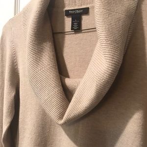 WHBM Tan Cowl Neck Sweater